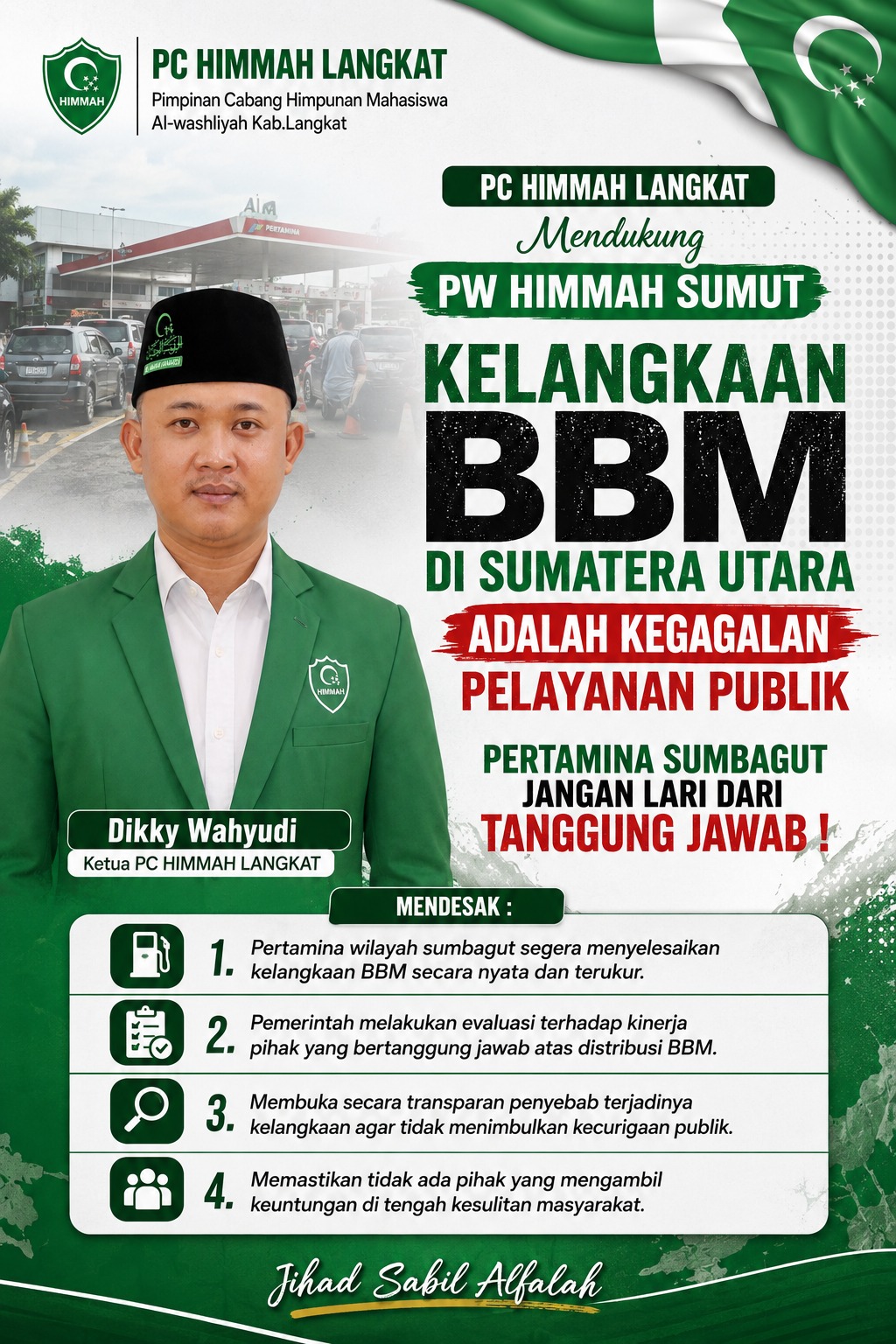 PC HIMMAH Langkat Menyatakan Pertamina Harus Bertanggungjawab Atas Kelangkaan BBM