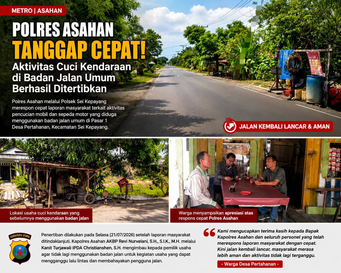 Polres Asahan Bergerak Cepat, Aktivitas Cuci Kendaraan di Badan Jalan Umum Akhirnya Ditertibkan