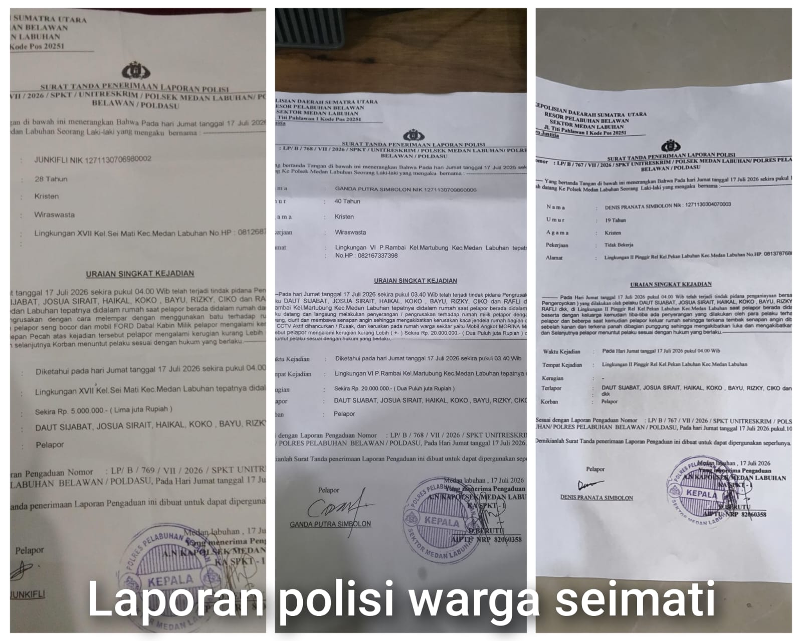 Rumah Tokoh Pemuda Medan Labuhan Dirusak Gemot Polisi Lamban Tangani