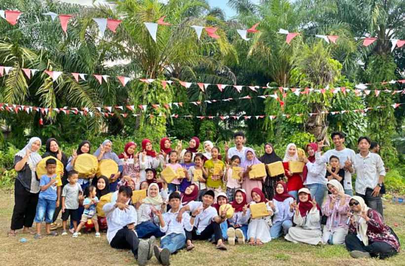 Semarak HUT ke-81 RI, KKN UINSU Kelompok 15 Gelar Lomba 17 Agustus dan Rampungkan Gapura Dusun Jati Mulyo
