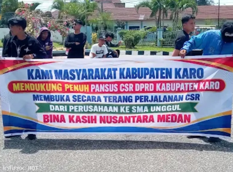 Aliansi Masyarakat Karo Anti Korupsi Aksi Demo Menuntut CSR Dan BDLUT Desa Rimo Bunga