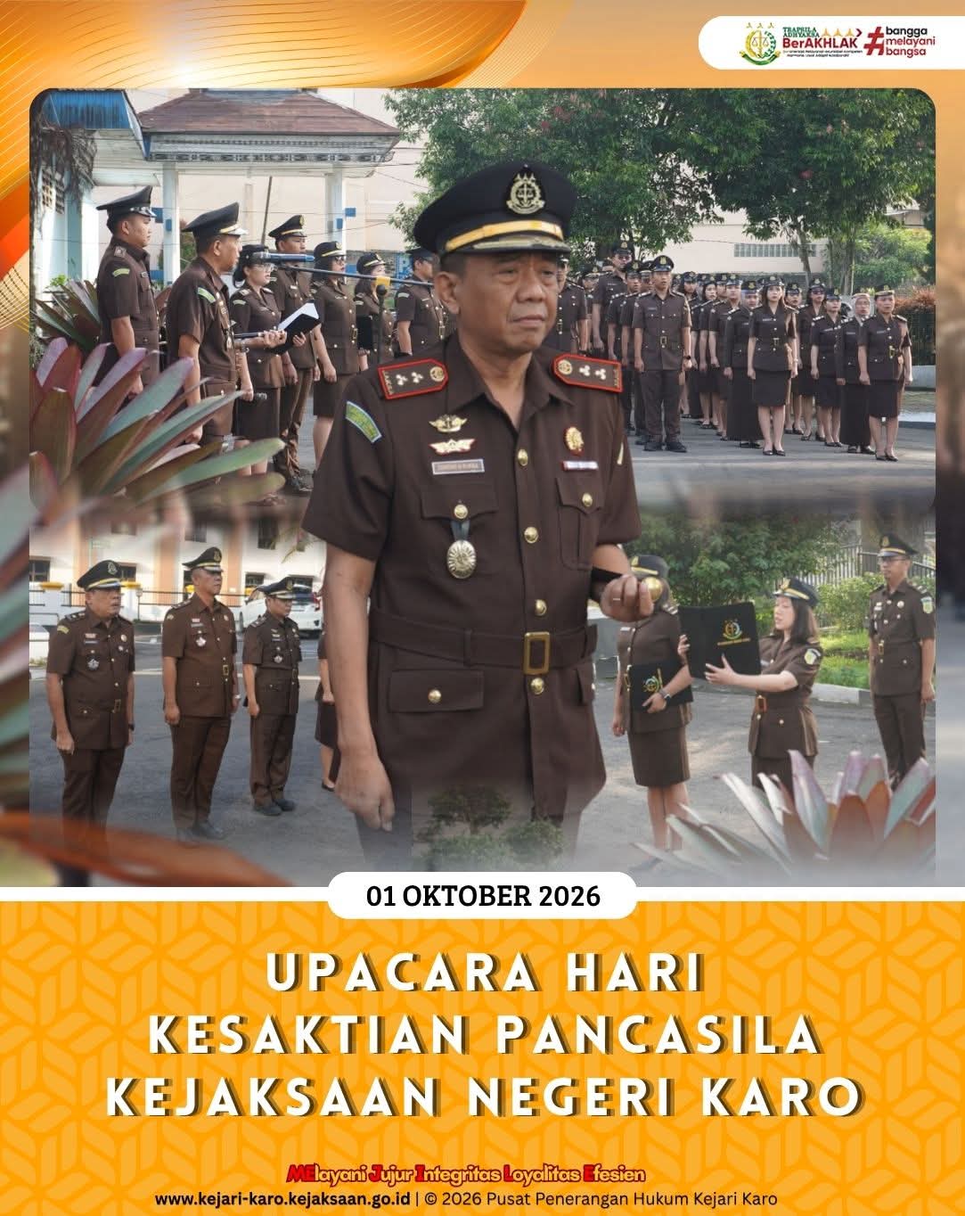 Kejari Karo Gelar Upacara Peringatan Hari Kesaktian Pancasila